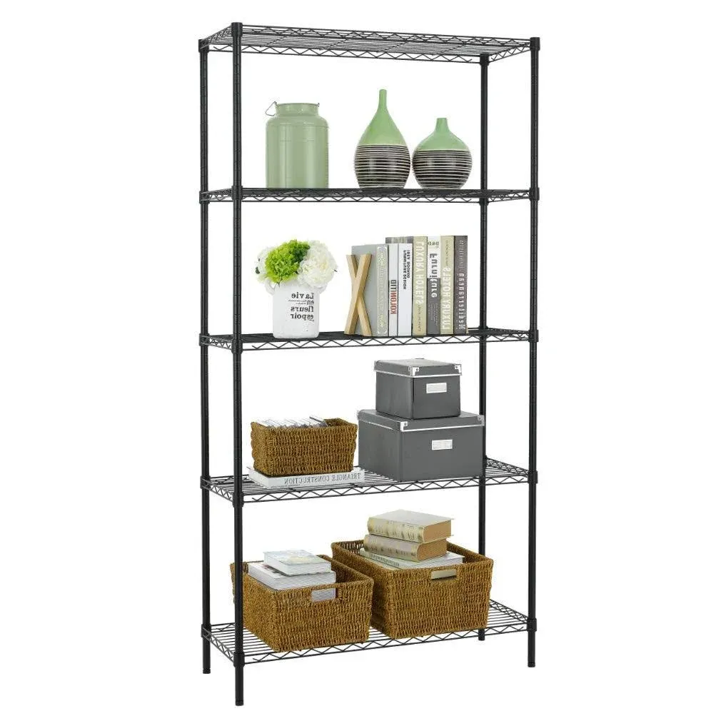 BestOffice Wire Shelving Unit Commercial Metal Shelf Adjustable Layer Rack Strong ...