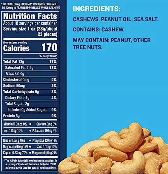 Planters Lightly Salted Whole Cashews 8.5 oz