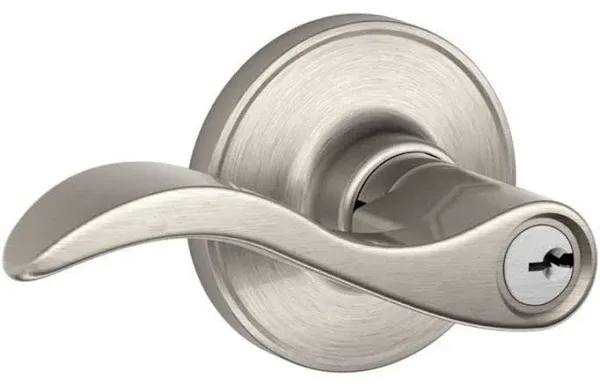 Schlage Seville Lever Keyed Entry LOCK; Satin Nickel