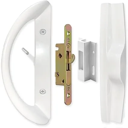 Patio Sliding Door Handle Set With Mortise Lock Key Cylinder And Face Plate Full