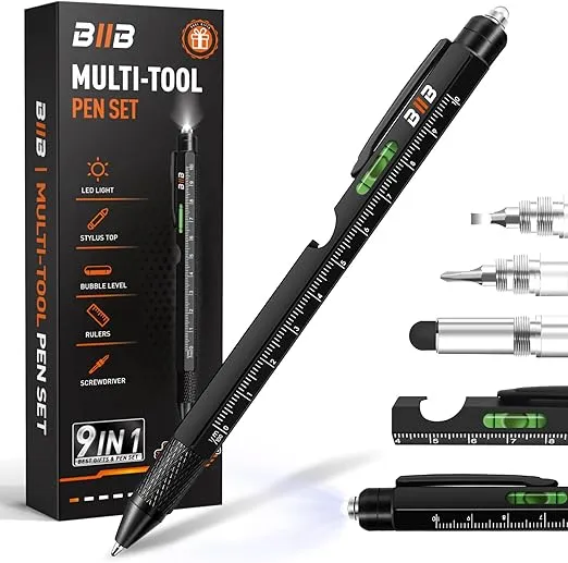 BIIB Valentines Day Gifts for Him, Gifts for Men 9 in 1 Multitool Pen, Mens Valentines Gifts, Valentines Gifts for Dad, Husband, Boyfriend, Dad Gifts from Daughter, Gifts for Men Who Have Everything