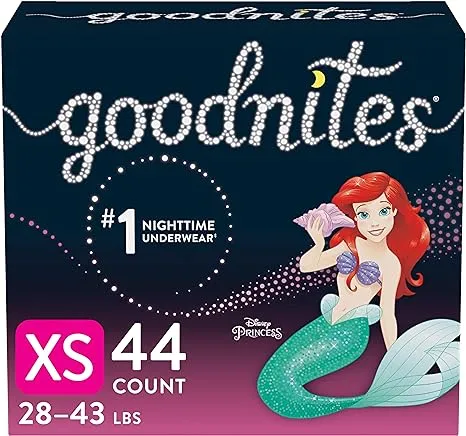 Goodnites Girls' Nighttime Bedwetting Underwear, XS (28-43 lb.), 44 Ct