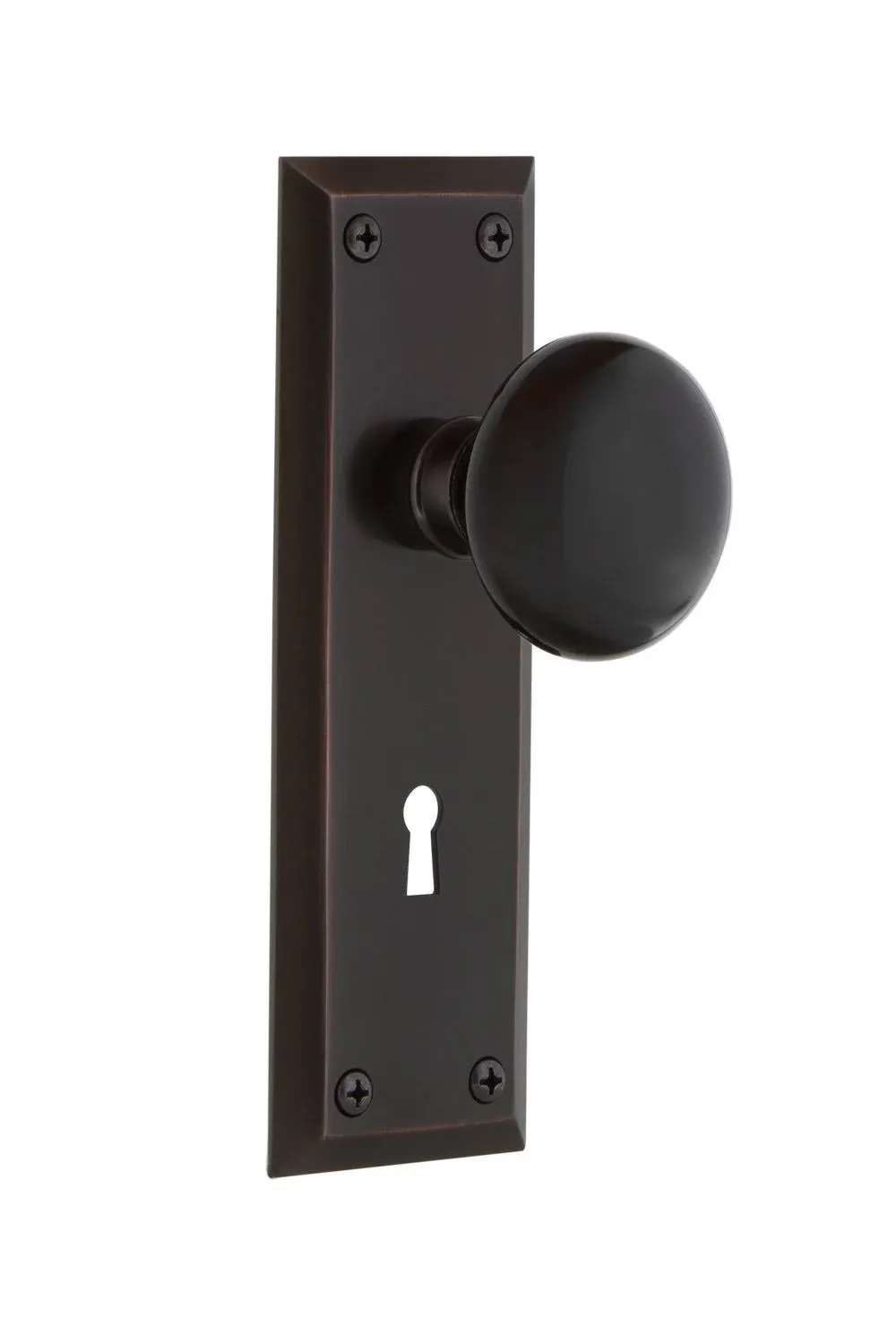 Nostalgic Warehouse 703897 New York Plate Interior Mortise Black Porcelain Door ...