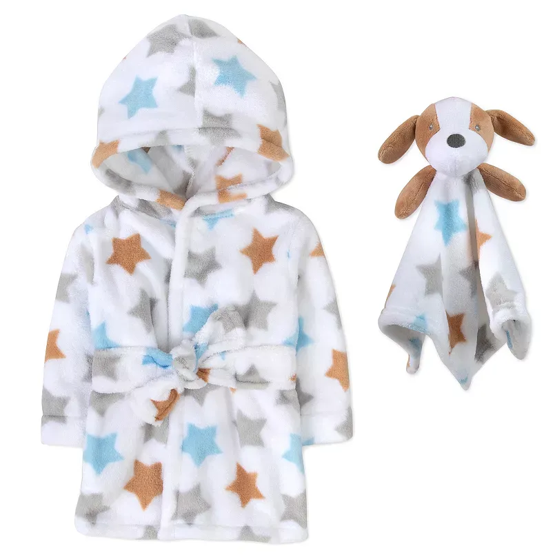 Baby Essentials Stars Bathrobe & Puppy Snuggle Toy