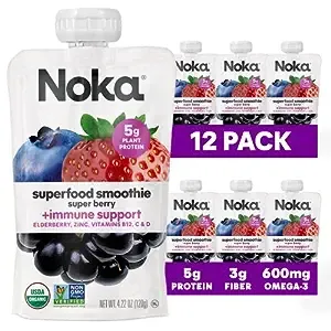 Noka Organic Super Berry Smoothie 4.22 oz Fruit Pouches