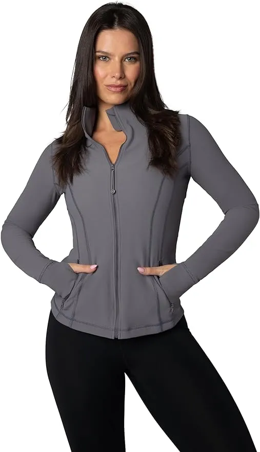 Full Zip Runner Jacket, L / Htr.Charcoal - 90 Degree by Reflex