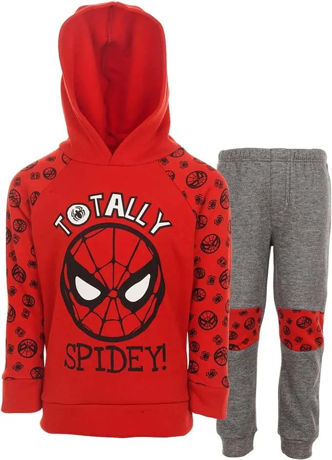 Marvel Spider-Man Big Boys Fleece Pullover Hoodie and Pants Outfit Set