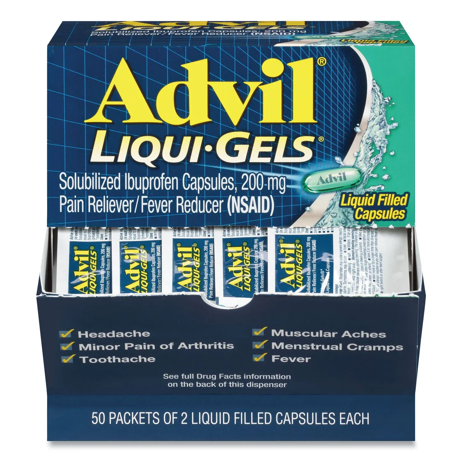 Advil&#174; Liqui-Gels, Two-Pack, 50 Packs/Box ;