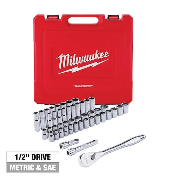 Milwaukee 48-22-9510 1/2" Drive 28pc Ratchet & Socket Set - Metric