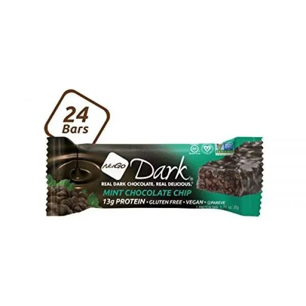 Nugo Dark Chocolate Chocolate Chip, 12g Vegan Protein, 200 Calorie, Gluten Free, 24 Count