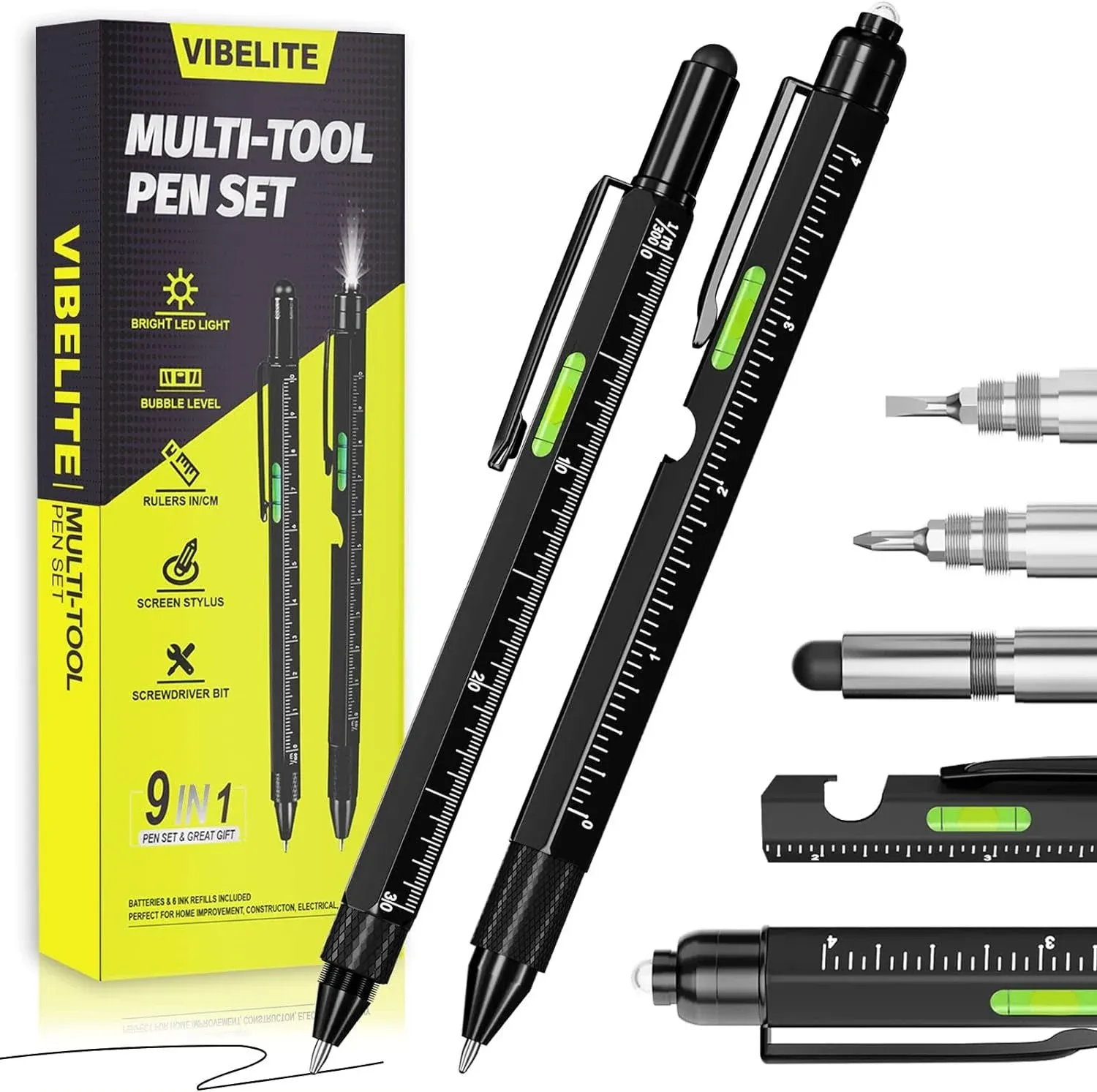 Stocking Stuffers Gifts for Men Dad Him, 9 in 1 Multitool Pen Set