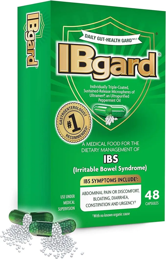 IBgard Gut Health Supplement, капсулы с маслом перечной мяты для комфорта в животе, 48 капсул (упаковка может отличаться)