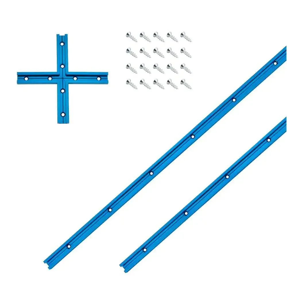 POWERTEC 71493 24 in. Double-Cut Profile Universal T-Track with Intersection Kit ...