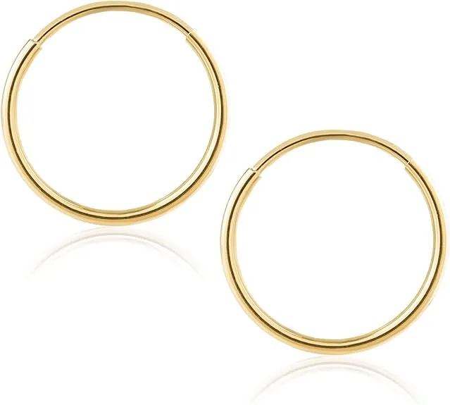 Juliette Collection 14k Yellow Gold Endless Tube Hoop Earrings 10mm Diameter