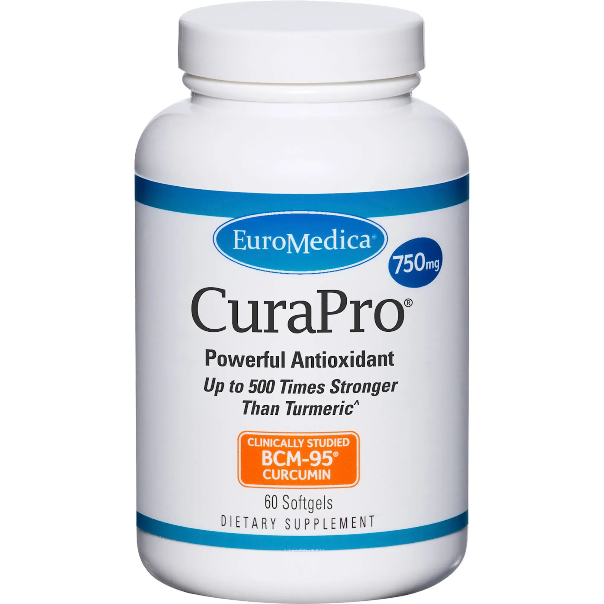 Euromedica CuraPro 750 mg - 120 Softgels - High Potency Turmeric Curcumin Supplement - Liver, Brain & Immune Support - 120 Servings