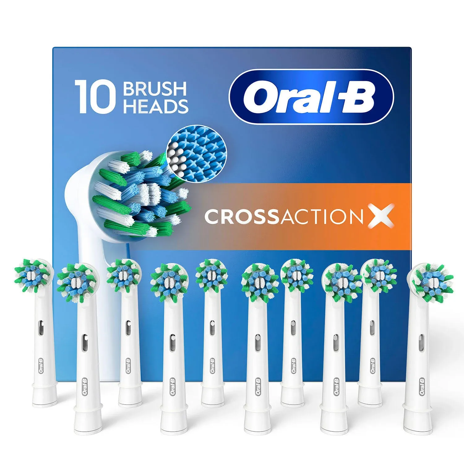 Oral-B CrossAction Bürstenkopf, 8 Stück, Original Elektro-Bürste, Mit CleanMaximiser Technologie, Weiß