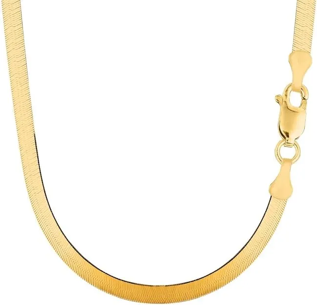 The Diamond Deal 14k Solid Yellow Gold 6.00mm Shiny Imperial Herringbone Chain Necklace or Bracelet for Pendants and Charms with Lobster-Claw Clasp (7", 8", 16", 18" 20" or 24 inch)