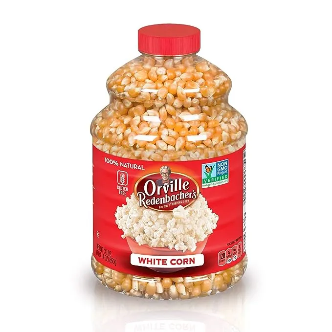 Orville Redenbacher's Original Gourmet White Popcorn Kernels, Gluten Free, 30 Ounce Jar (6 Pack)