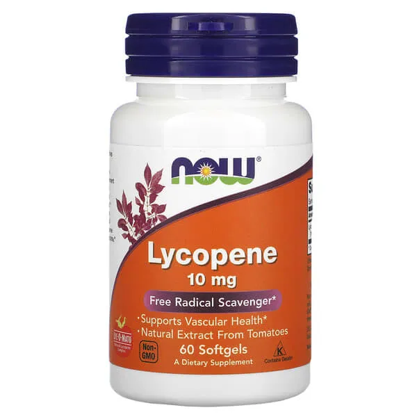 NOW Supplements, Lycopene 10 mg with Natural Extract from Tomatoes, Free Radical Scavenger*, 60 Softgels