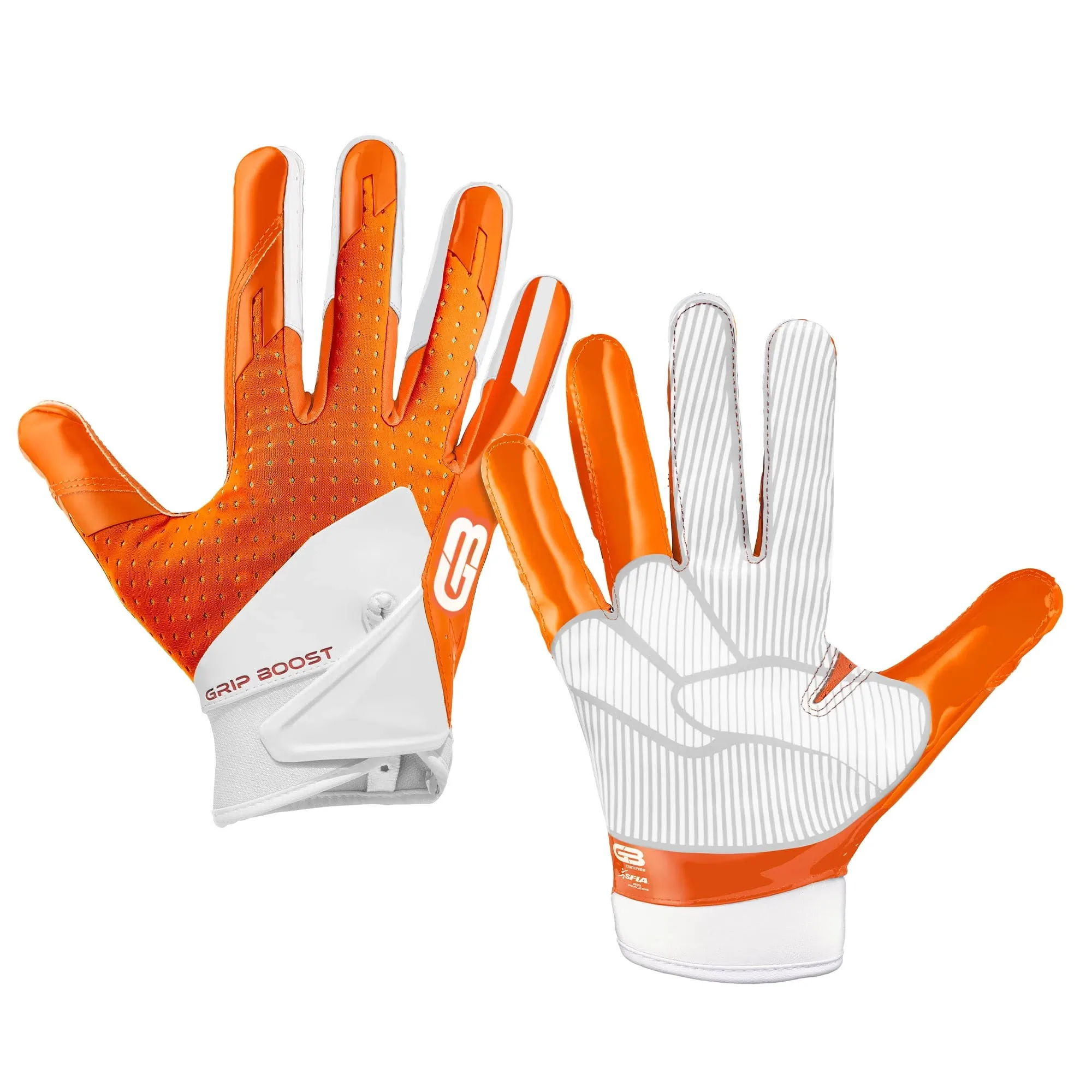 Grip Boost Peace Football Gloves Pro Elite - Adult Sizes (Orange-White, Medium)