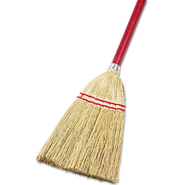 Boardwalk 951tea Lobby/Toy Broom, Corn Fiber Bristles, 39" Wood Handle, Red/Yellow