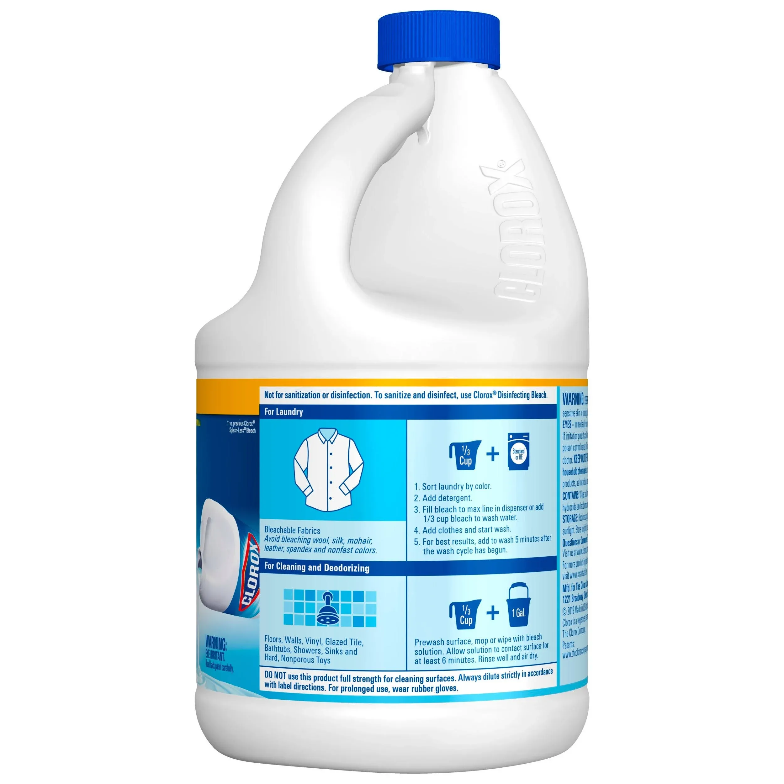 Clorox Splash-Less Bleach1, Disinfecting Bleach, Regular 77 Fluid Ounce Bottle (Package May Vary)