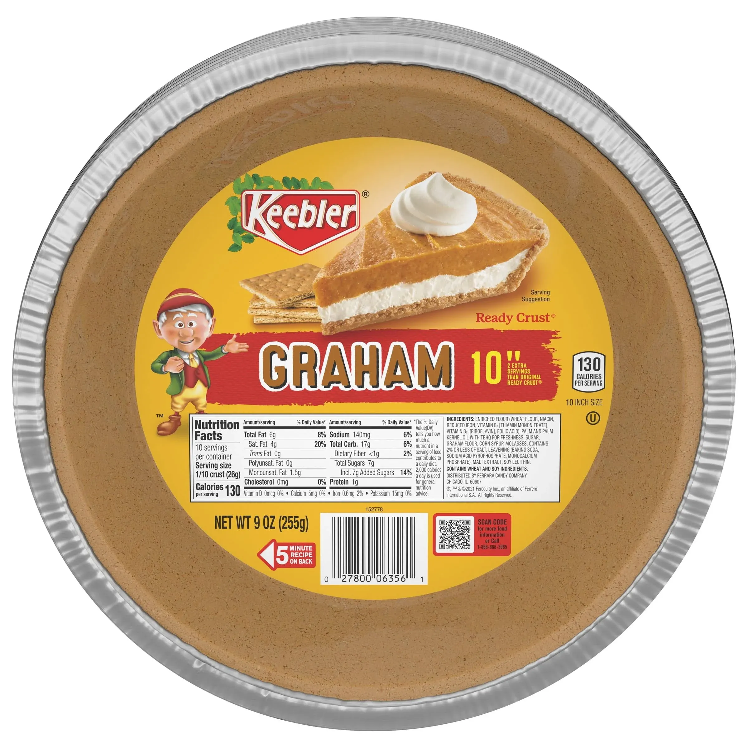 Keebler Ready Crust 10-Inch Graham Cracker Pie Crust 9 oz