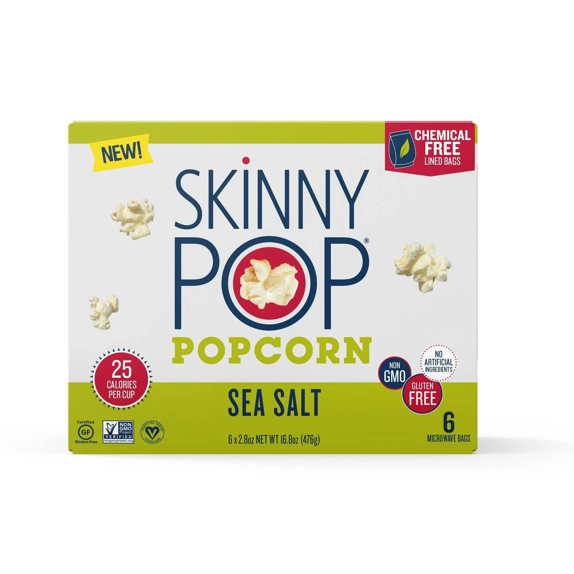 SKINNY POP Sea Salt Microwave Popcorn, 16.8 OZ