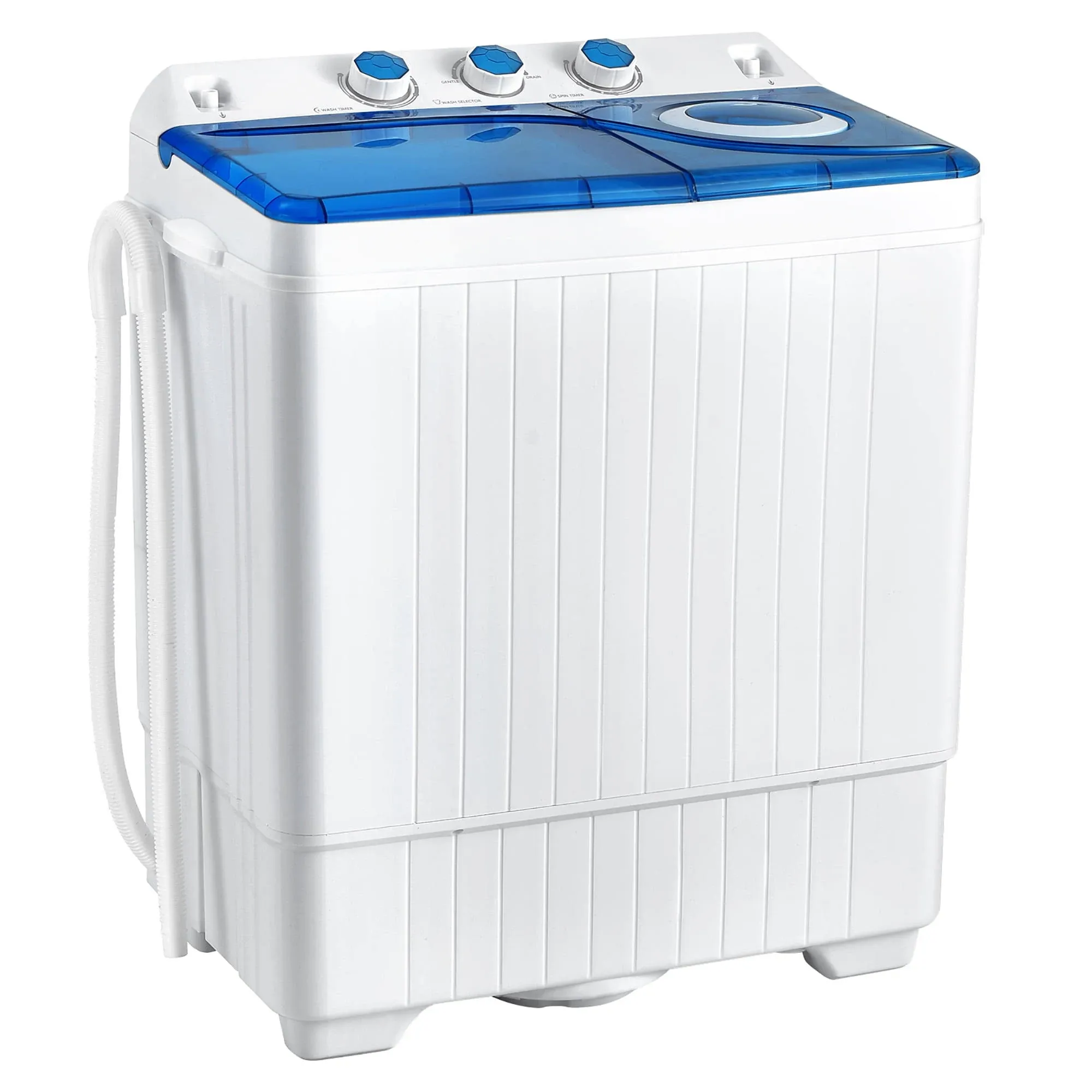 Costway 26lbs Portable Semi-Automatic Twin Tub Washing Machine w/ Drain Pump, White