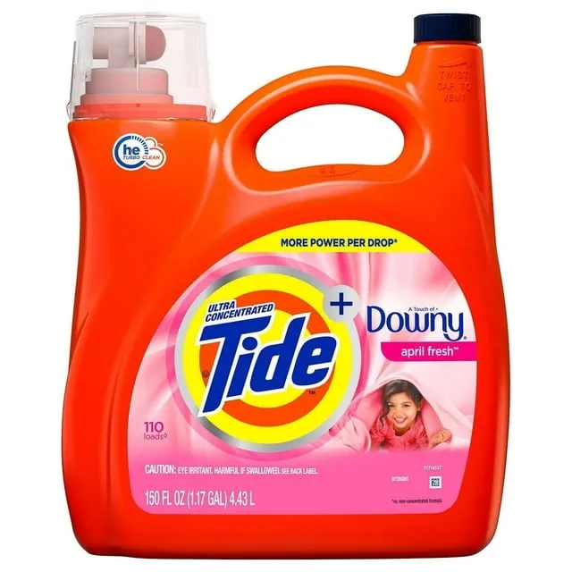 Tide with Downy Liquid Laundry Detergent, April Fresh, 150 fl oz (110 Loads)