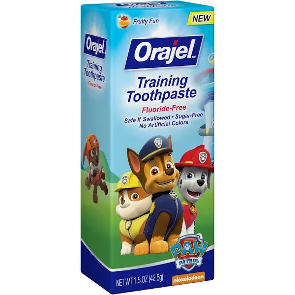 Orajel Kids Paw Patrol Fluoride-Free Training Toothpaste, Natural Fruity Fun Flavor, #1 Pediatrician Recommended , 1.5oz Tube