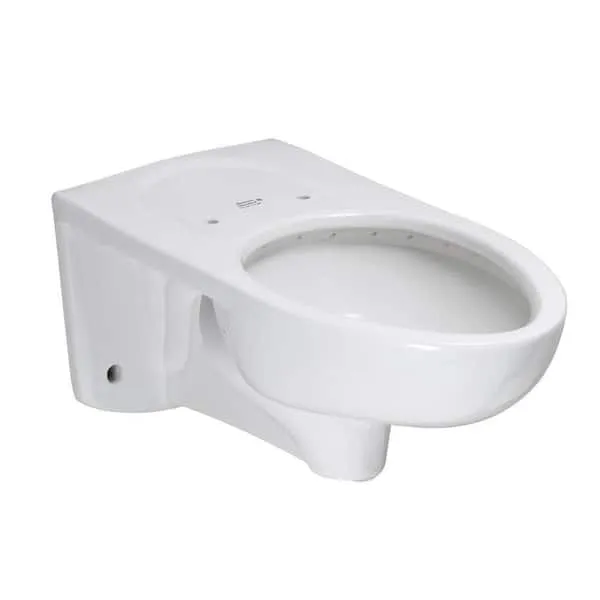 American Standard Afwall FloWise EverClean 1.1 GPF Elongated Toilet Bowl Only and Back Spud Flushometer in White 3353101.020