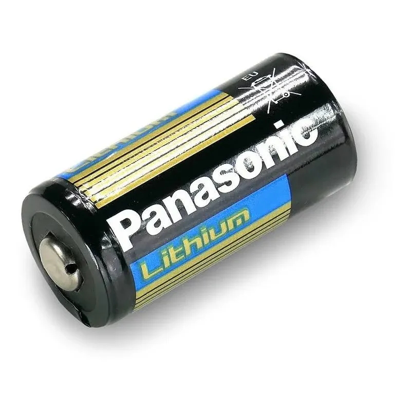 Panasonic BAT002 x 2 CR123A Lithium 3V Photo Lithium Batteries 0.67" Dia x 1.36" H 17.0 mm x 34.5 mm Black Gold Blue Pack of