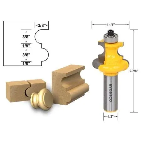 3/16&#034; Radius Flute and Bead Router Bit - 1/2&#034; Shank - Yonico 16145