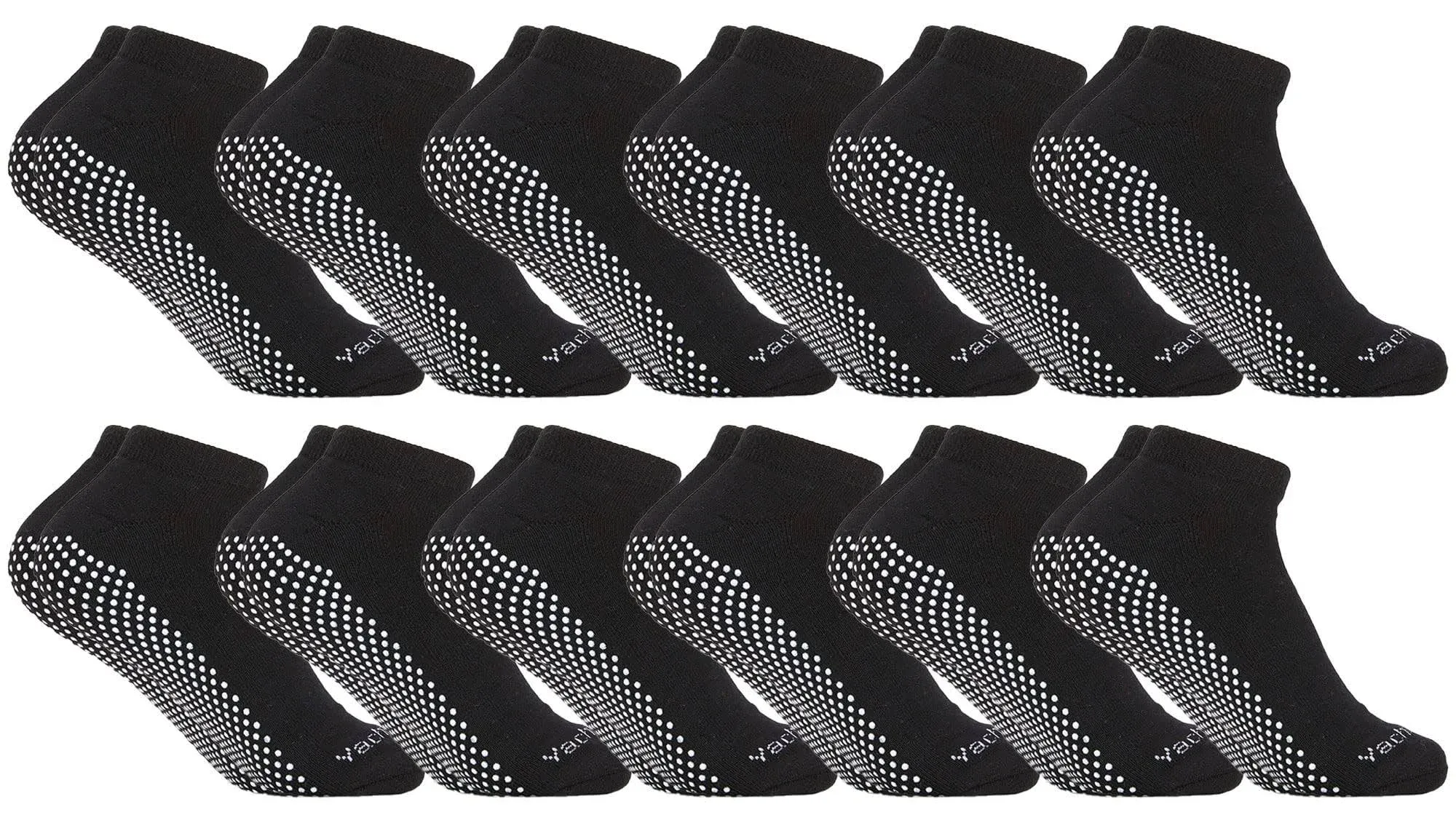 Yacht &amp; Smith 12 Pack Non Slip No-Skid, Rubber Grip Bottom Yoga Sock, Size 9-11