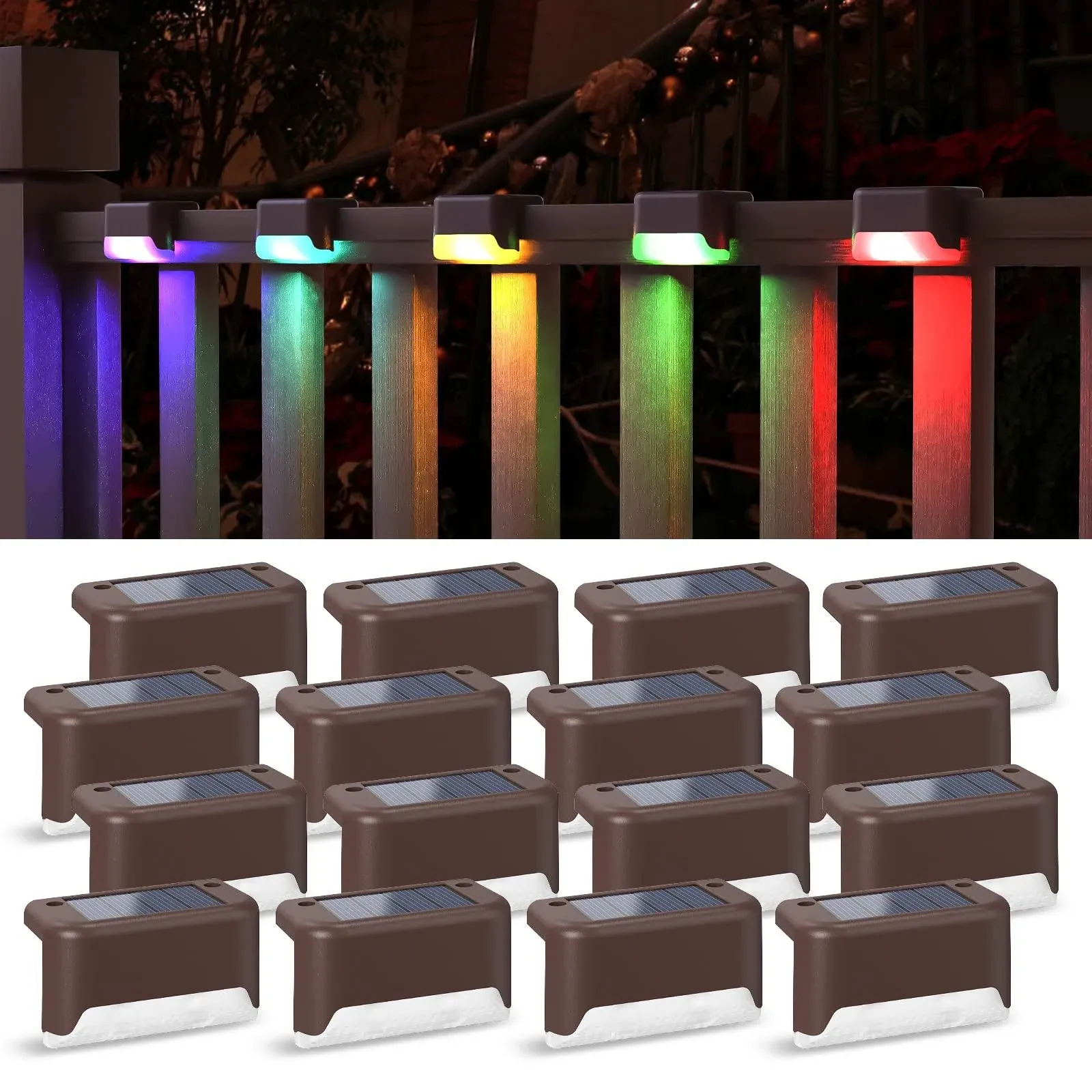 APONUO Solar Deck Lights 16 Pcs Solar Step Lights Outdoor Waterproof Led Sola...