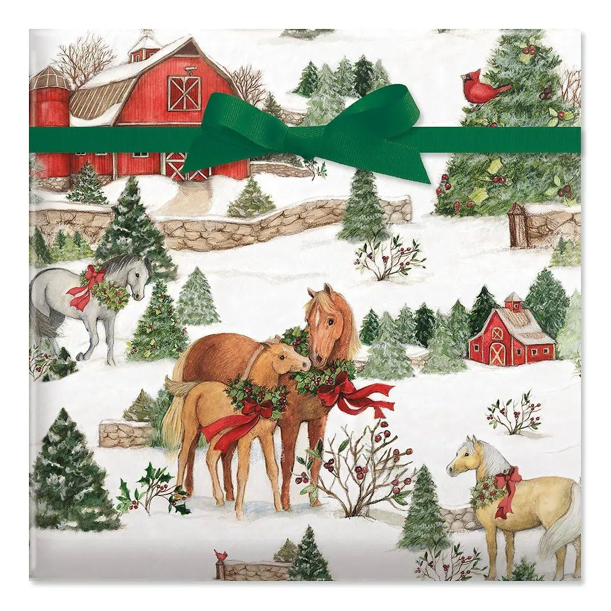 Current Holiday Horses Christmas Rolled Wrapping Paper - Premium Jumbo 23-Inch x 32-Foot Gift Wrap Roll, 61 Square Feet Total