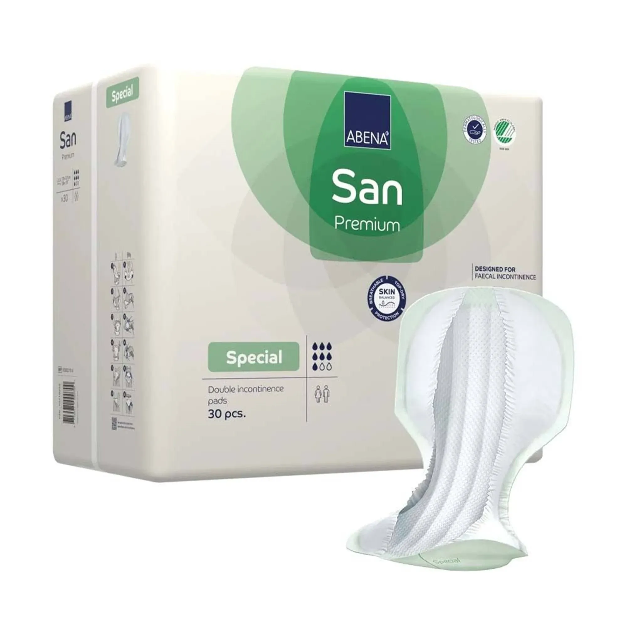 Abena San SPECIAL - Specifically Designed For Fecal Incontinence, 30 Count