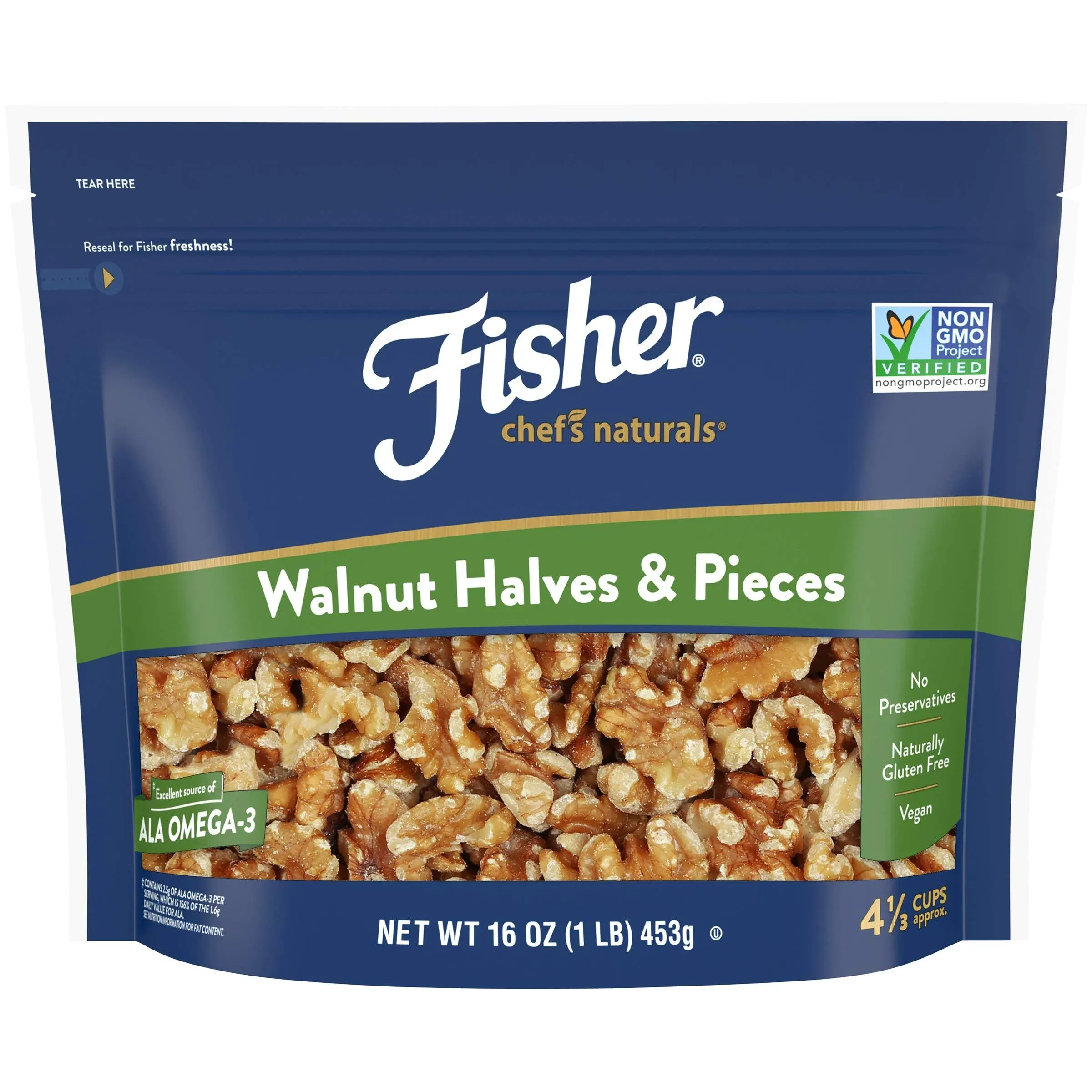 Fisher Chef's Naturals Walnut Halves & Pieces - 16 oz