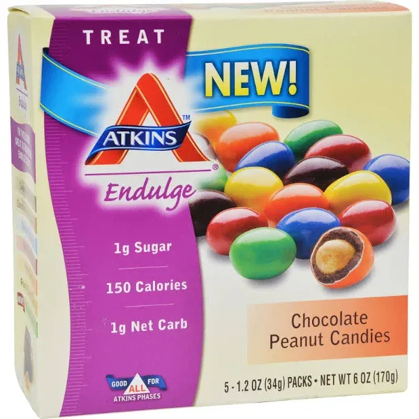 Atkins Endulge Treat, Chocolate Peanut Candies, Keto Friendly, 5 Ct