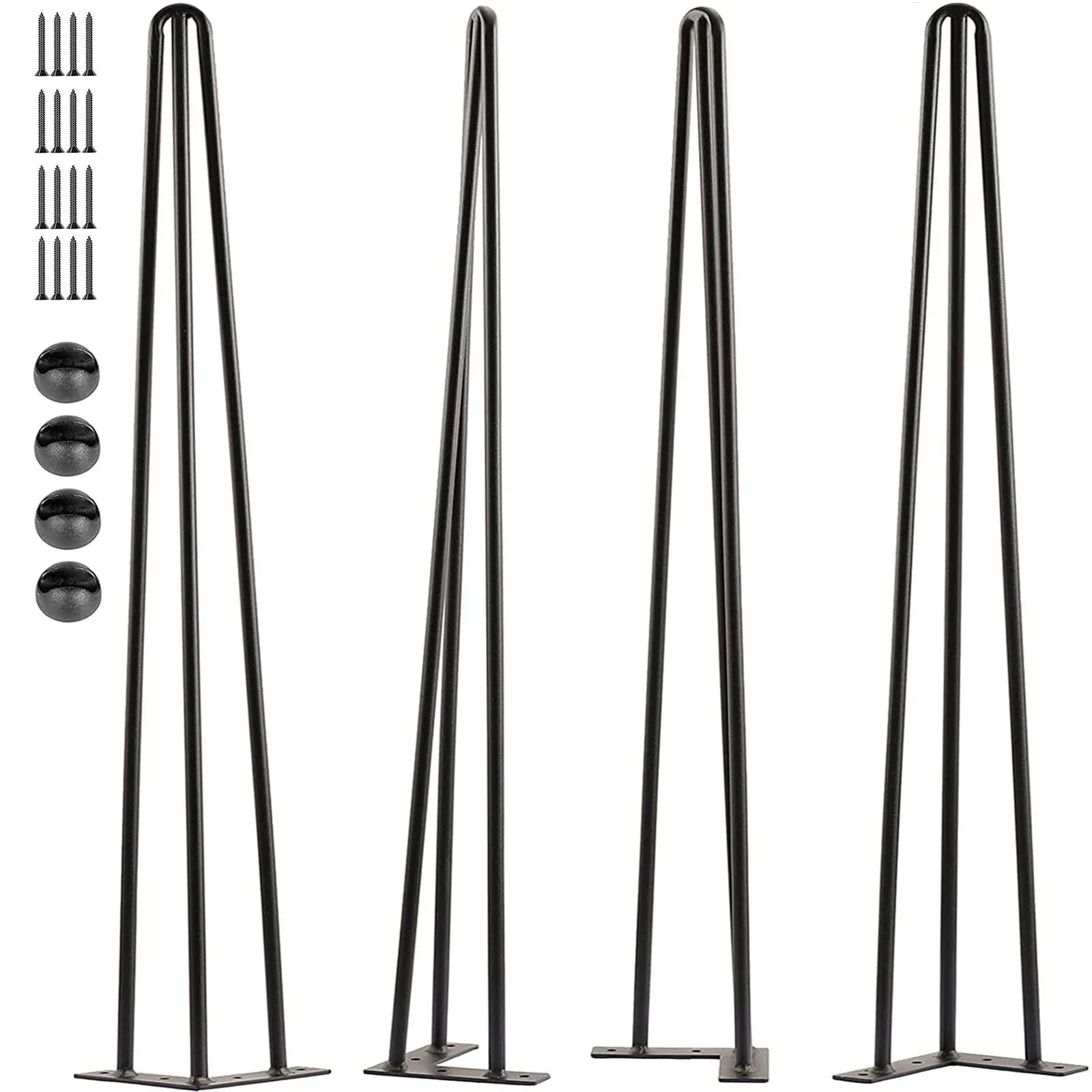 SPACEEUP 40" Hairpin Table Legs, 4PCS Coffee Desk Legs with Rubber Floor Protectors, Heavy Duty Metal Furniture Legs 3 Rods for Home DIY Bench Desk Bar Dining End Table Chairs