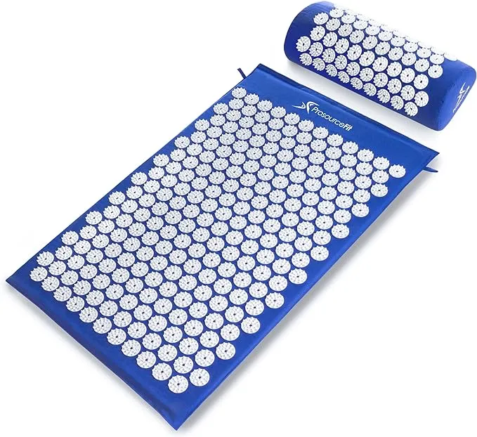 ProsourceFit Acupressure Mat and Pillow Set, Black/Black