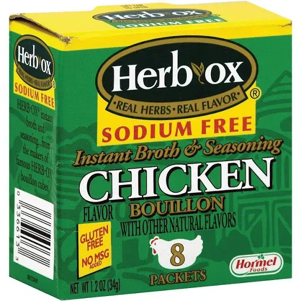 Herb-Ox Bouillon, Sodium Free, Chicken Flavor, Granulated, 8 Pack - 8 packets, 1.2 oz