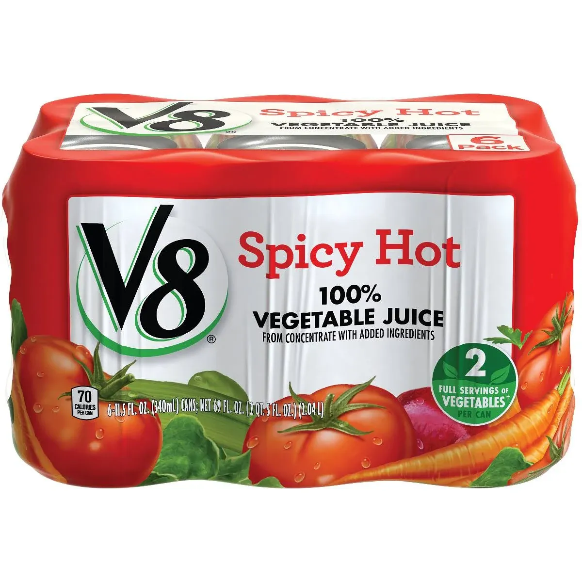 V8 Spicy Hot 100% Vegetable Juice, 11.5 fl oz Can (6 Pack)