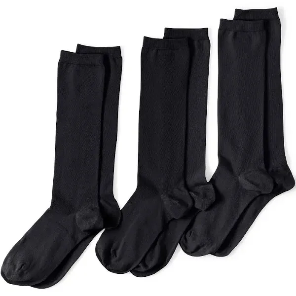 Lands' End Women's 3-Pack Seamless Toe Solid Trouser Socks - Black