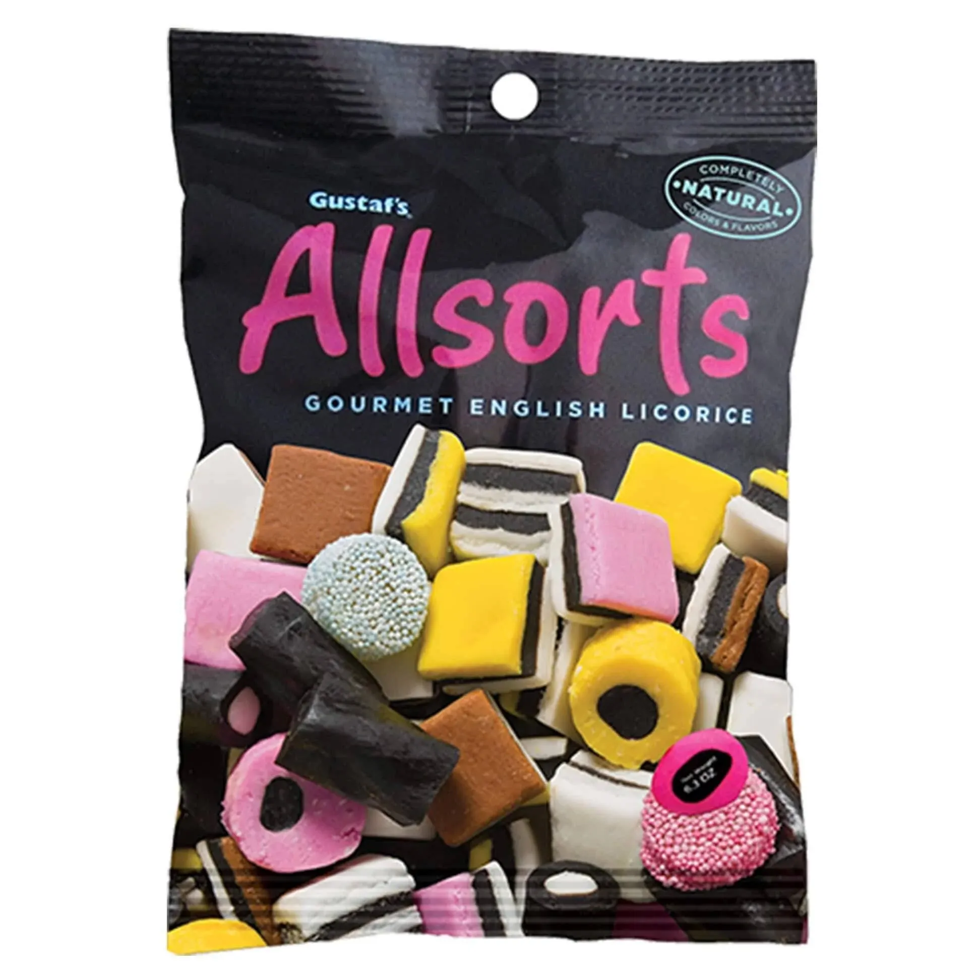 Gustaf&#039;s AllSorts Gourmet English Licorice Candy, 6.3 Ounce Peg Bag