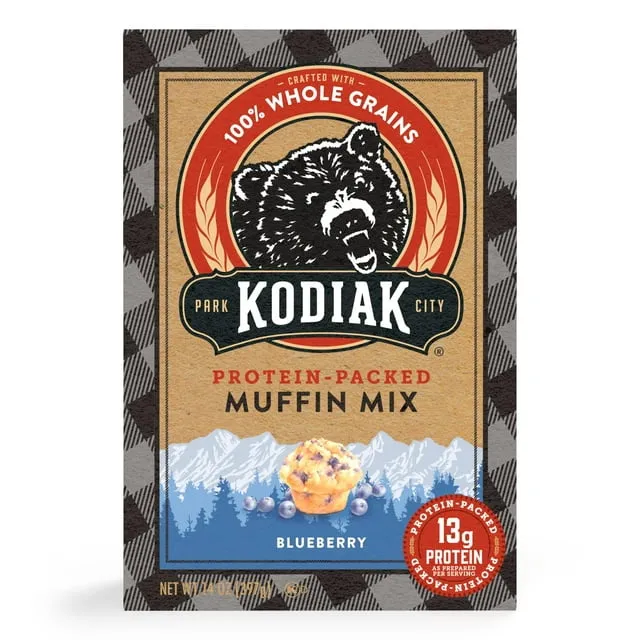 Kodiak Cakes Mezcla de muffins, arándano, 14 onzas, paquete de 6