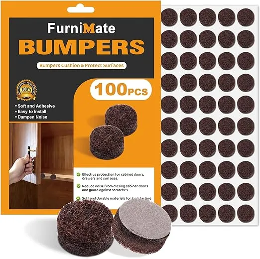 Felt Cabinet Door Bumpers-Small Felt Pads for Cabinet Doors, Cabinet Bumpers Felt, 3/8" Diameter 100PCS, 5mm Thick Self Adhesive Brown