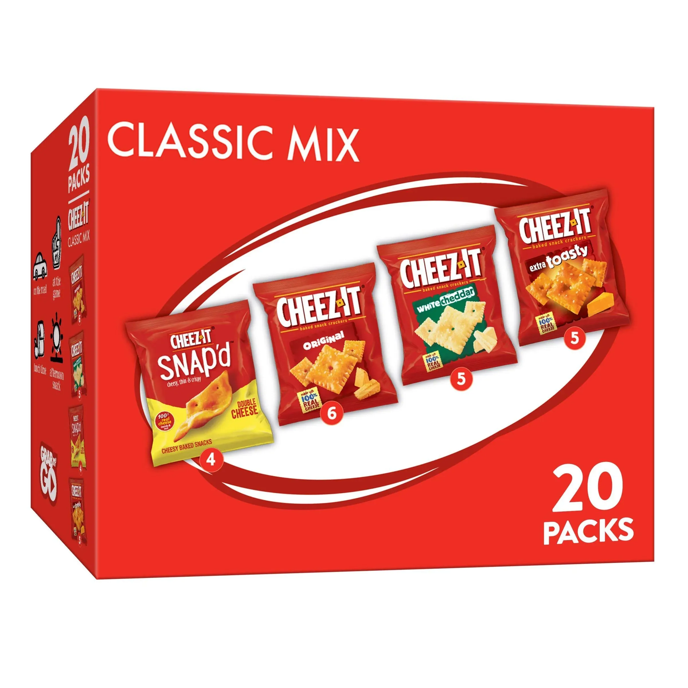 Cheez-It Variety Pack Cheese Crackers, Baked Snack Crackers, 20 Count, Size: 17.72 oz