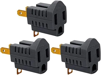 LYOOWNG (3 Pack) 3-Prong to 2-Prong Adapter Grounding Converter Polarized 3 Pin 